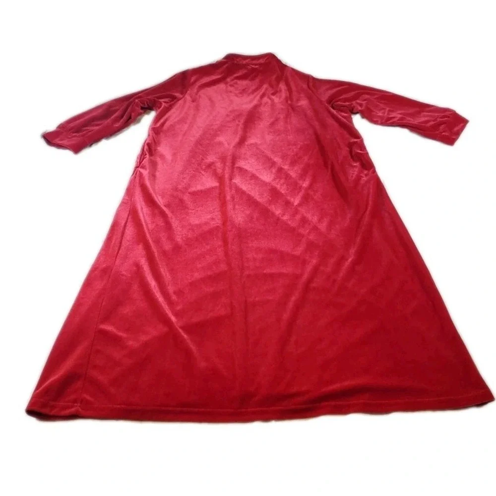 Only Necessities Red Long Robe 1X Velvet Cozy Lounge‎ Polyester VTG